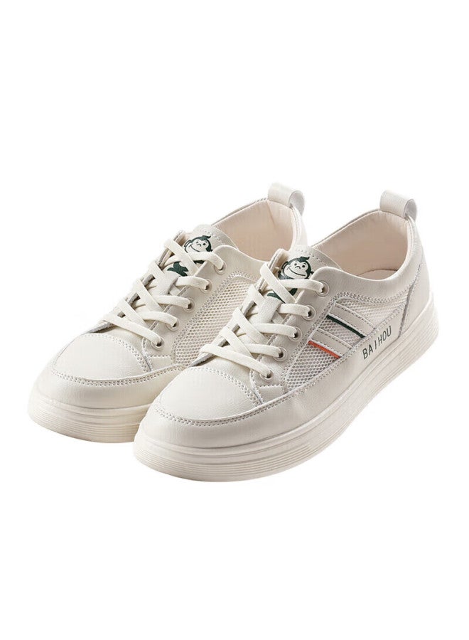 Baihou Women's Summer Mesh Shoes, Breathable Student White Sneakers, Versatile Casual Shoes For Ladies, X-03 Beige, Size 35 - Image 5
