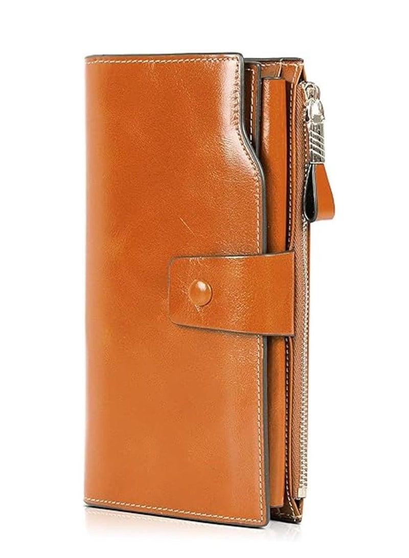 Captaintech Women Ladies Leather Purse Wallets RFID Blocking Purse Cash Pouch Soft PU Large Capacity Wristlet Handbags - Image 1