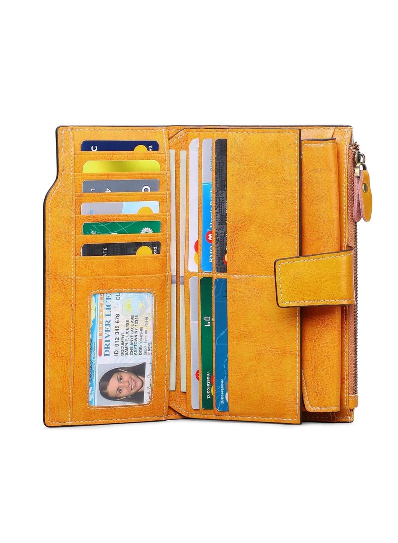 Captaintech Women Ladies Leather Purse Wallets RFID Blocking Purse Cash Pouch Soft PU Large Capacity Wristlet Handbags - Image 2