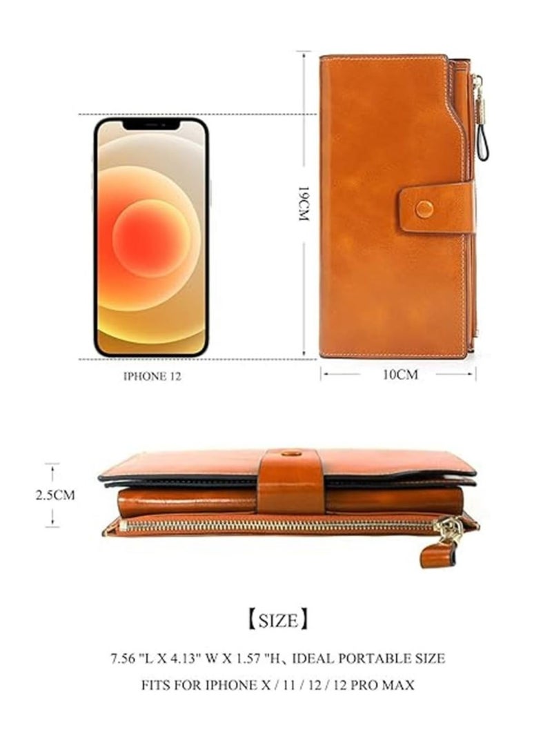 Captaintech Women Ladies Leather Purse Wallets RFID Blocking Purse Cash Pouch Soft PU Large Capacity Wristlet Handbags - Image 5