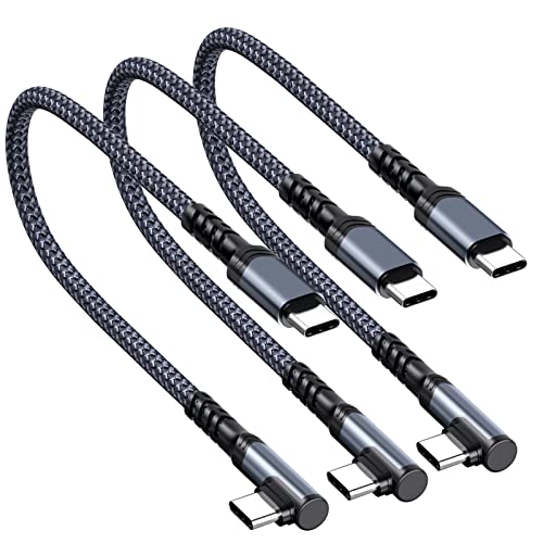 Eversame USB C to USB C Cable 1ft 3 Pack, 60W Type C Cable Right Angle USBC Fast Charging Cable Compatible with iPhone 15/15 Pro/15 Plus/15 Pro Max/Samsung S23/S23+/S23 Ultra/S22/MacBook Pro/iPad Pro(Black) - Image 1