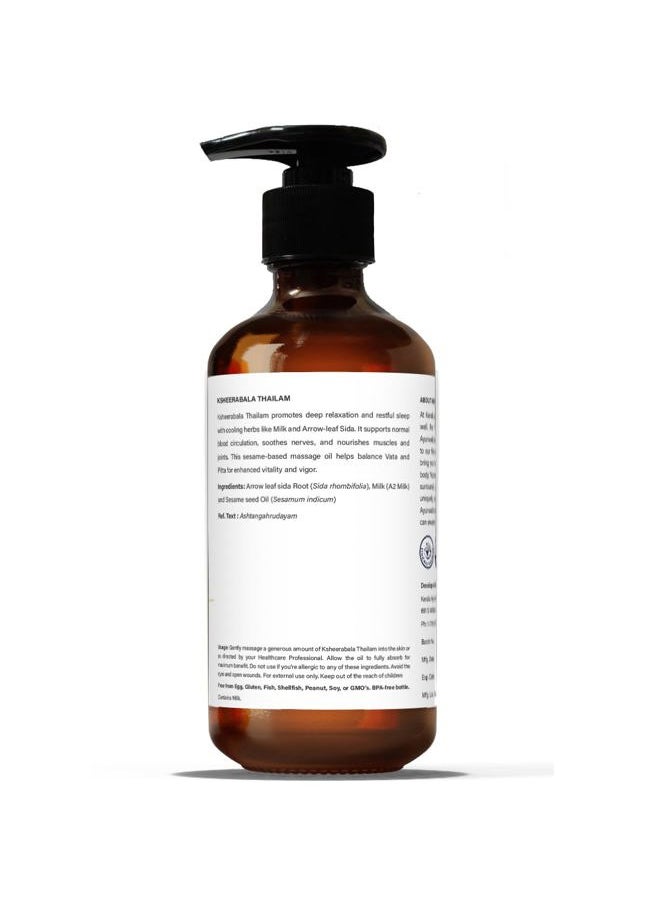 Kerala Ayurveda - Calming Body Oil (Ksheerabala Thailam) - 6.8 Fl Oz | Daily Herbal Body Massage Oil | Revitalising Body Oil |Muscle and Joint Support | Foot Massage Oil - Image 1