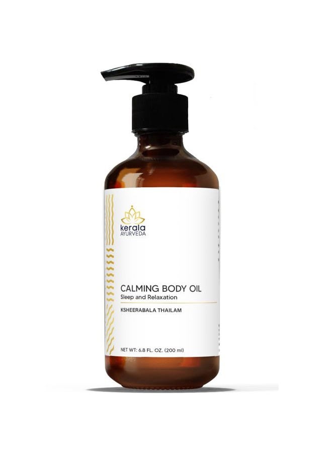 Kerala Ayurveda - Calming Body Oil (Ksheerabala Thailam) - 6.8 Fl Oz | Daily Herbal Body Massage Oil | Revitalising Body Oil |Muscle and Joint Support | Foot Massage Oil - Image 1
