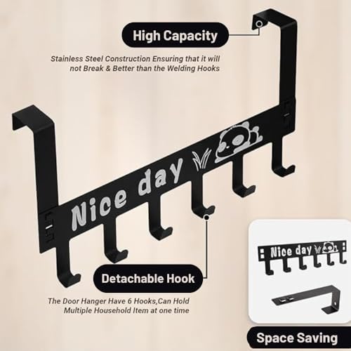 Decobuy Heavy Duty Over Door Hook Hanger for Cloths, Carben Steel | Nice Day Print Hook Use of Bathroom, Kitchen, Bedroom | Towel, Scarf, Coat Holder | Removable Door Hanger (Nice Day) - Image 5
