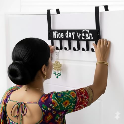 Decobuy Heavy Duty Over Door Hook Hanger for Cloths, Carben Steel | Nice Day Print Hook Use of Bathroom, Kitchen, Bedroom | Towel, Scarf, Coat Holder | Removable Door Hanger (Nice Day) - Image 1