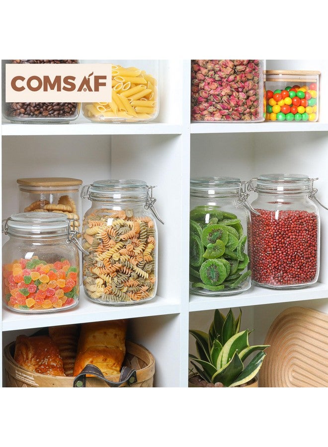 ComSaf Airtight Glass Canister Set of 3 with Lids 50oz Clear Food Storage Jars Square, Kitchen & Pantry Organization Food Storage Container for Canning, Sugar, Flour, Pasta, Candy, Cereal, Coffee - Image 4