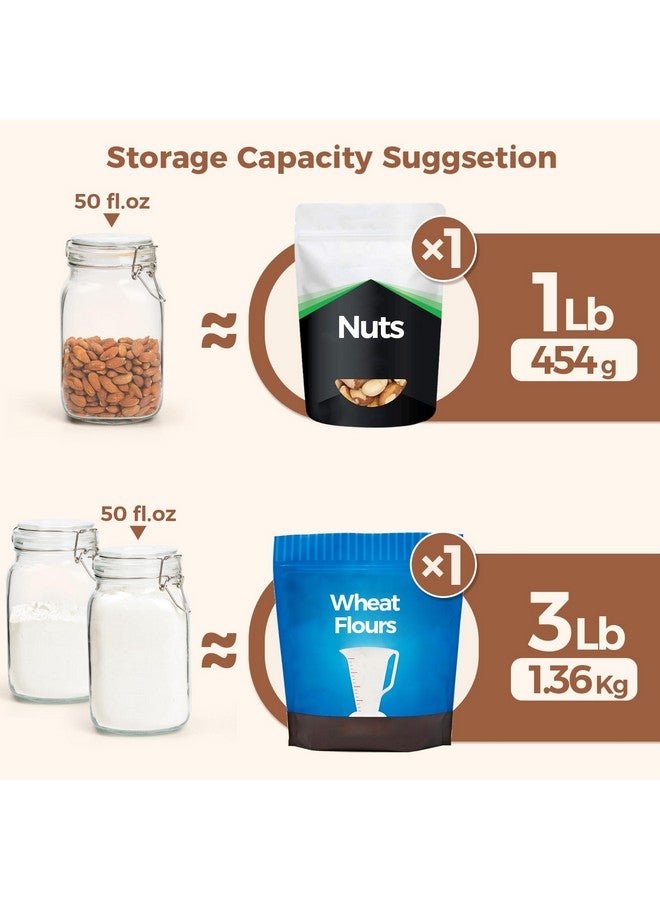 ComSaf Airtight Glass Canister Set of 3 with Lids 50oz Clear Food Storage Jars Square, Kitchen & Pantry Organization Food Storage Container for Canning, Sugar, Flour, Pasta, Candy, Cereal, Coffee - Image 2