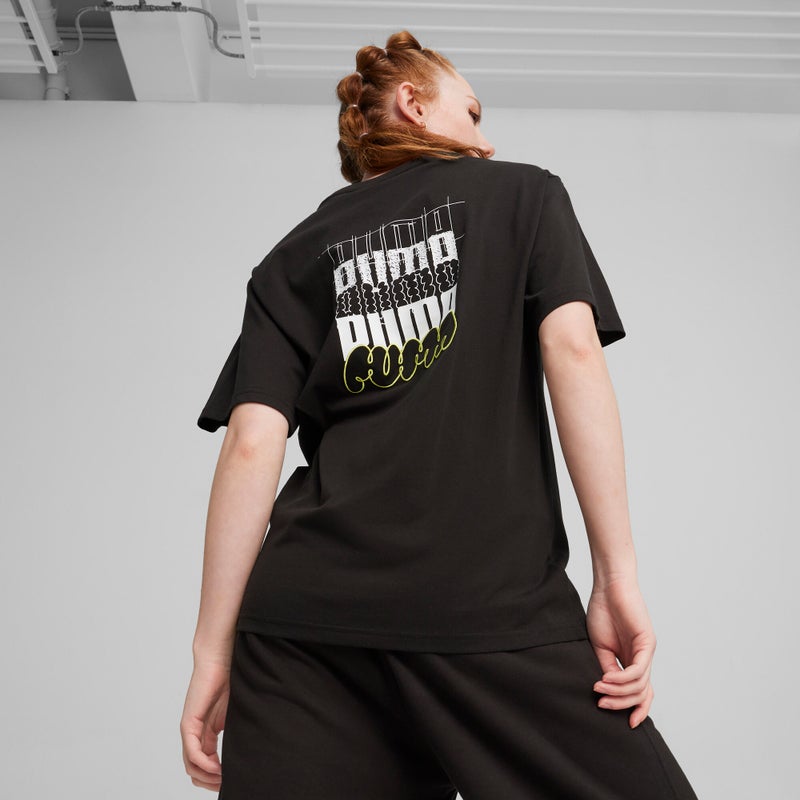 PUMA CLASSICS BRAND LOVE Womens Black T-shirt - Image 2