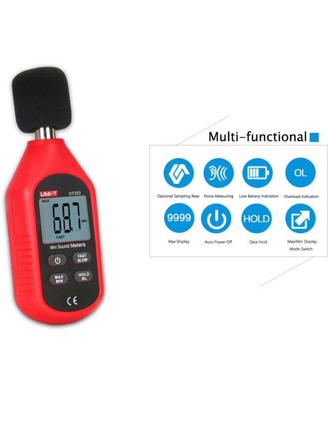 Decibel Meter,Sound Decibel Meter,UT353 Mini LCD Display Digital Sound Level Meter Noise Measuring Instrument Decibel Monitoring Tester 30-130dB - Image 2