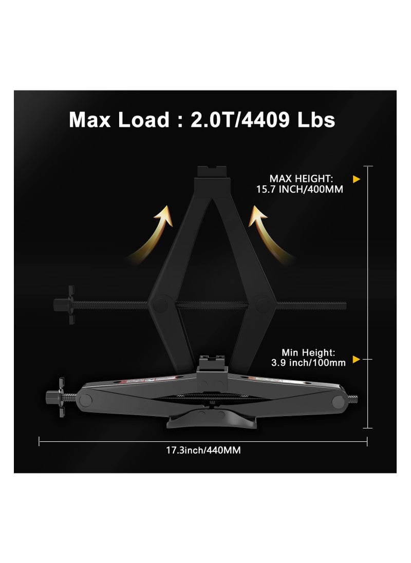 PROTON - Scissor Jack for Car - 2 Ton (4409 lbs) Car Jack Kit with Saving Effort Ratchet Design,Car Tire Jack for Auto/SUV/MPV (2 Ton) - Image 1