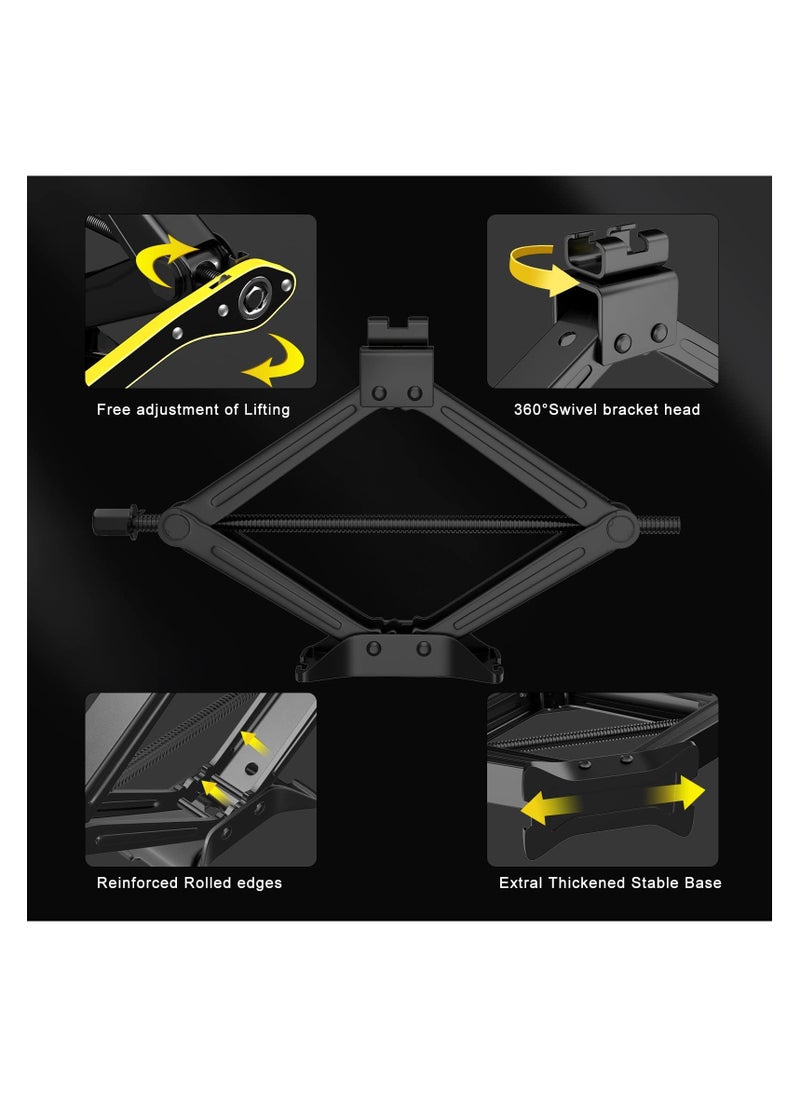 PROTON - Scissor Jack for Car - 2 Ton (4409 lbs) Car Jack Kit with Saving Effort Ratchet Design,Car Tire Jack for Auto/SUV/MPV (2 Ton) - Image 1