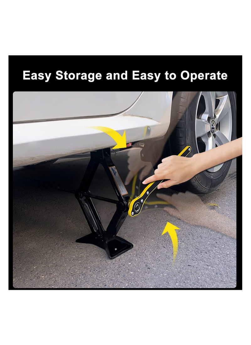 PROTON - Scissor Jack for Car - 2 Ton (4409 lbs) Car Jack Kit with Saving Effort Ratchet Design,Car Tire Jack for Auto/SUV/MPV (2 Ton) - Image 1