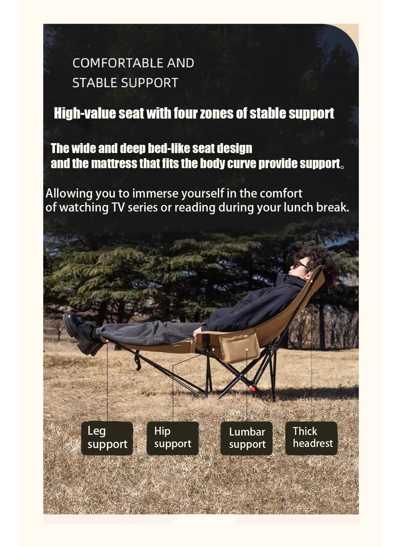 MissTiara Folding chair, portable and comfortable camping chair, multifunctional folding chair, adjustable, outdoor picnic and travel folding chair, outdoor armchair with side storage pockets, fishing chair, perfect for camping, sports, outdoor, lawn, hiking - Image 3