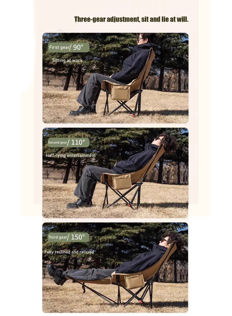 MissTiara Folding chair, portable and comfortable camping chair, multifunctional folding chair, adjustable, outdoor picnic and travel folding chair, outdoor armchair with side storage pockets, fishing chair, perfect for camping, sports, outdoor, lawn, hiking - Image 2