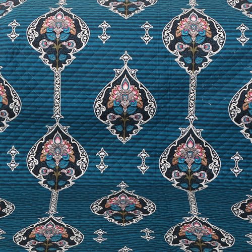 KINGLY Lurka Royal Blue Paisley Print Velvet Sofa Cover for 2 Seater | Premium Soft Velvet Fabric | Anti-Slip, Washable & Durable | Perfect for Home, Office & Living Room - Image 5