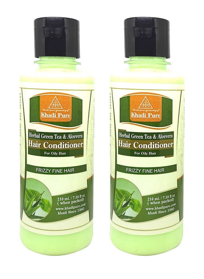 Khadi Pure Herbal Green Tea & Aloe Vera Hair Conditioner 210 Ml (Pack Of 2)  - Image 1