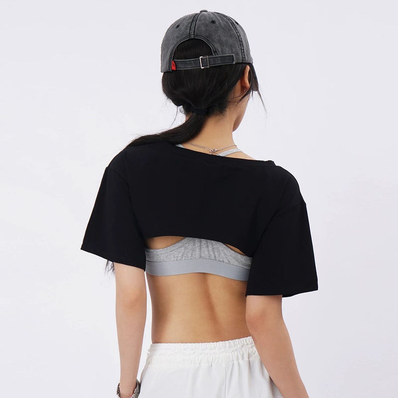 Women's Cropped Short Sleeve Cotton Blend T-Shirt - Image 4
