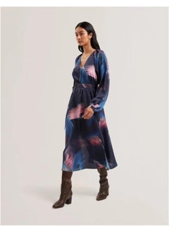 Ted Baker Printed V-Neck Belted Dress  - Image 1