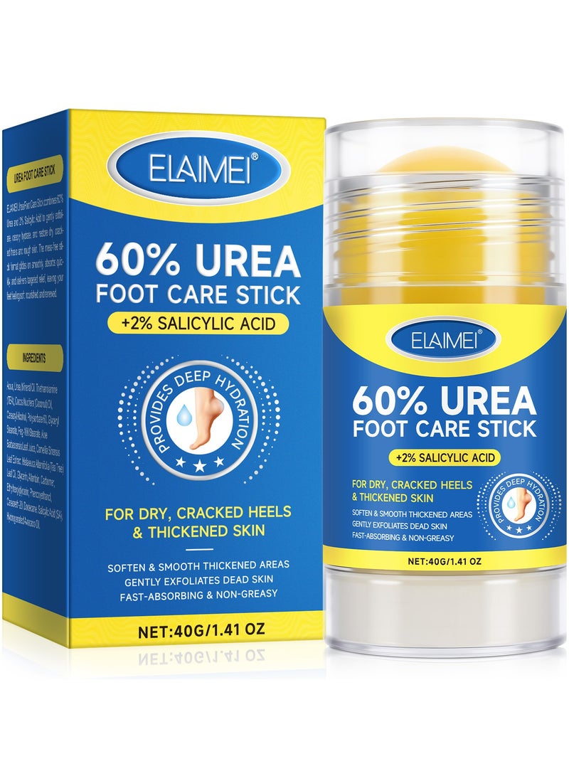 إليمي 60 ٪ اليوريا مع 2 ٪ حمض الساليسيليك اليوريا عصا العناية بالقدمين ، كريم القدم مرطب للقدمين المكسورة الجافة والركبتين والمرفعين واليدين ، يرطب ويرطب الجلد الجاف ، إزالة الكالوس وملينط الجلد -1.41oz - Image 1
