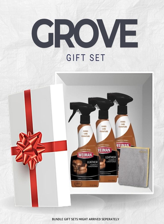 GROVE 3x Weiman Leather Cleaner and Conditioner 12 oz Bundle with Microfiber Auto Cleaning Cloth - Moisturizes, restores, and protects leather furniture, car interiors, and accessories - Gift Set (4 Items) - Image 5