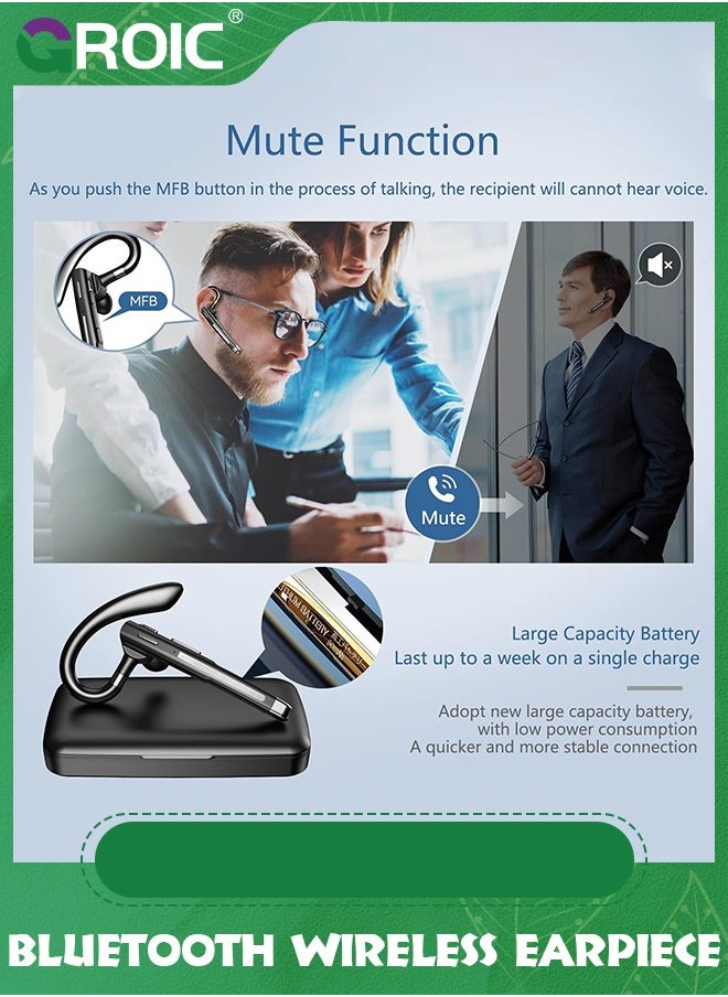 Bluetooth Headset, Bluetooth Wireless Earpiece with mic Trucker Headset for Phone Case Office Phones with Built-in Microphone Manos Libres Noise Cancelling