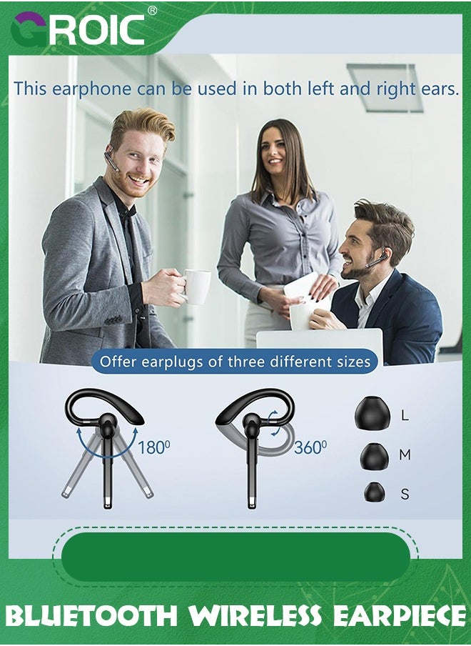 Bluetooth Headset, Bluetooth Wireless Earpiece with mic Trucker Headset for Phone Case Office Phones with Built-in Microphone Manos Libres Noise Cancelling