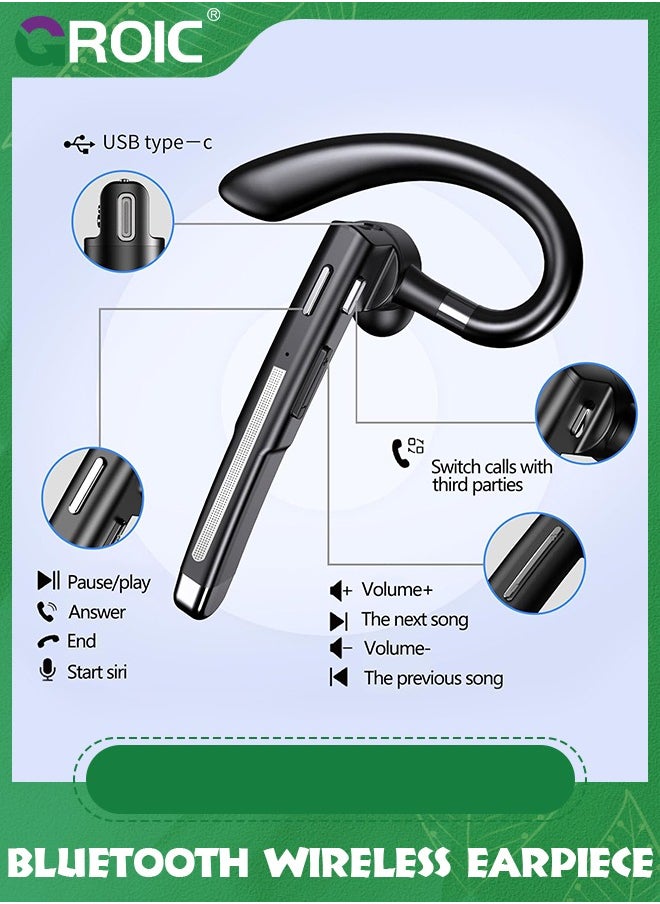 Bluetooth Headset, Bluetooth Wireless Earpiece with mic Trucker Headset for Phone Case Office Phones with Built-in Microphone Manos Libres Noise Cancelling