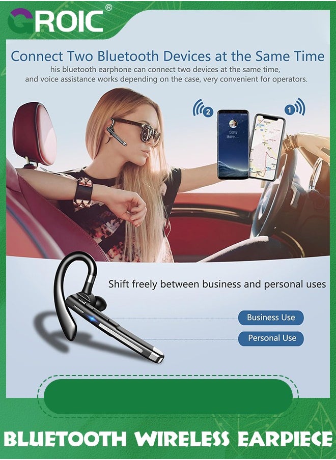 Bluetooth Headset, Bluetooth Wireless Earpiece with mic Trucker Headset for Phone Case Office Phones with Built-in Microphone Manos Libres Noise Cancelling