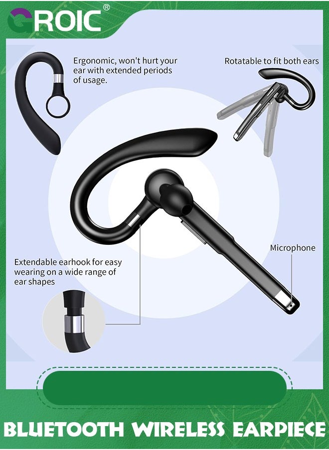 Bluetooth Headset, Bluetooth Wireless Earpiece with mic Trucker Headset for Phone Case Office Phones with Built-in Microphone Manos Libres Noise Cancelling