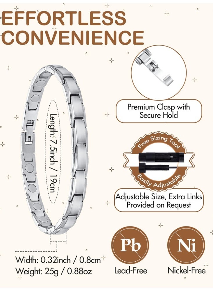 bebeFuture Classic Silver Stainless Steel Chain Bracelet for Women - Adjustable Link Design - Image 3