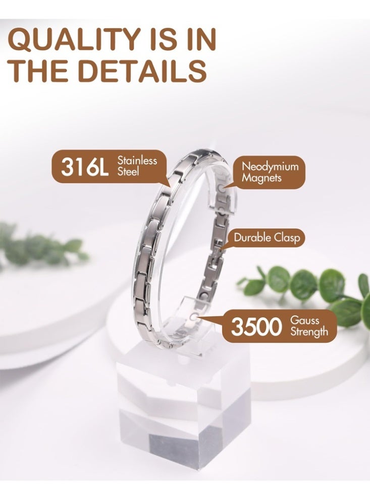 bebeFuture Classic Silver Stainless Steel Chain Bracelet for Women - Adjustable Link Design - Image 2