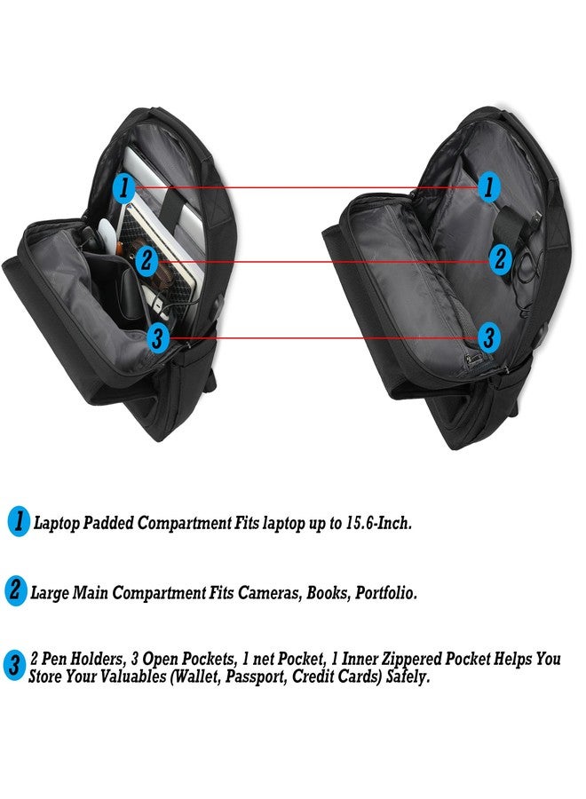 NICGID Sling Bags Chest Shoulder Backpacks, 13.3'' 14.1'' 15.6''Laptop Backpack Crossbody Messenger Bag Travel Outdoor, Black-n038, 15.6 inch - Image 4