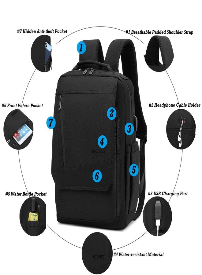 NICGID Sling Bags Chest Shoulder Backpacks, 13.3'' 14.1'' 15.6''Laptop Backpack Crossbody Messenger Bag Travel Outdoor, Black-n038, 15.6 inch - Image 3