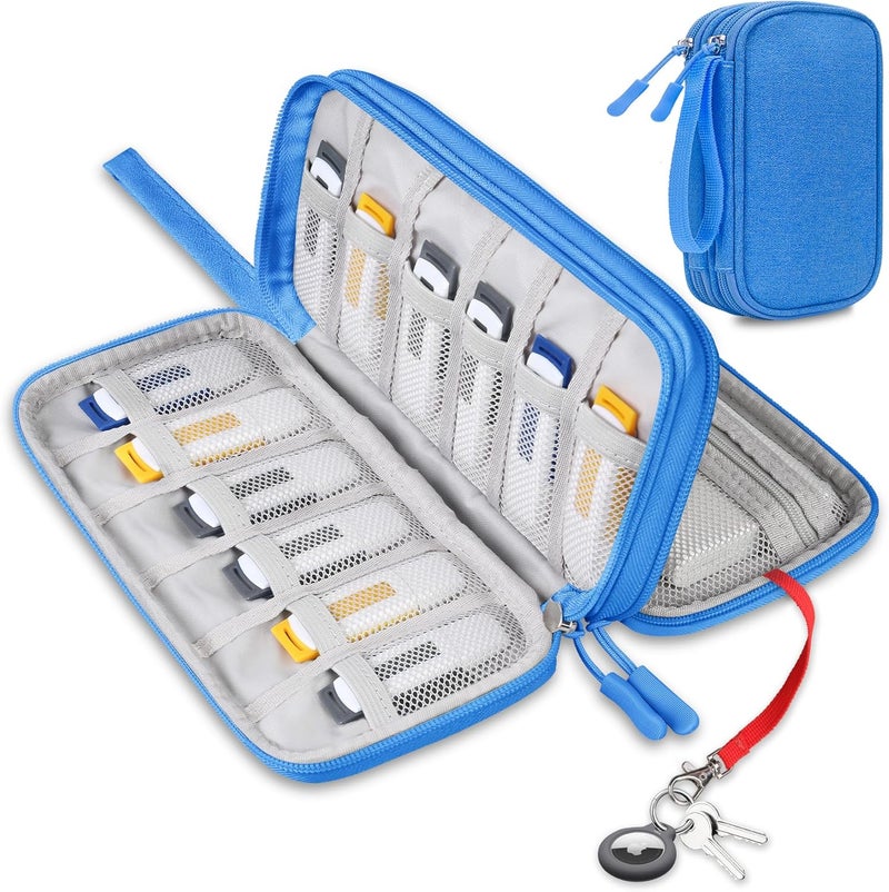 Lacdo Home & professional compatible USB Flash Drive Case Thumb Drive Holder Case Organizer Portable Electronic Accessories Storage Bag for SanDisk/SamData/Samsung USB Flash Drives Jump Drive Memory Stick, Cable, Medium Size-Blue Multi-goal comprehensive design - Image 1