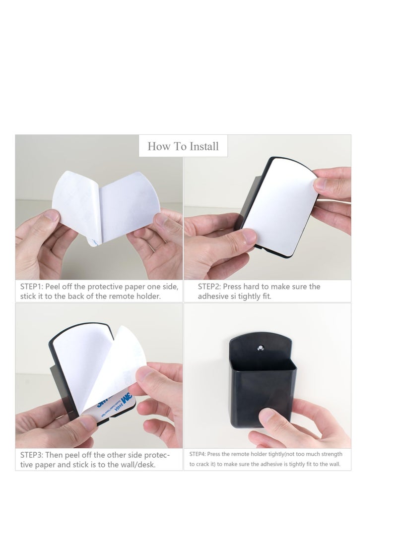 Wall Mount Remote Control Holder, 3 Pcs TV Controller Holder, Self Adhesive Remote Holder, Wall Pen Holder Storage Accessories, for Home Office School (Black) - Image 5