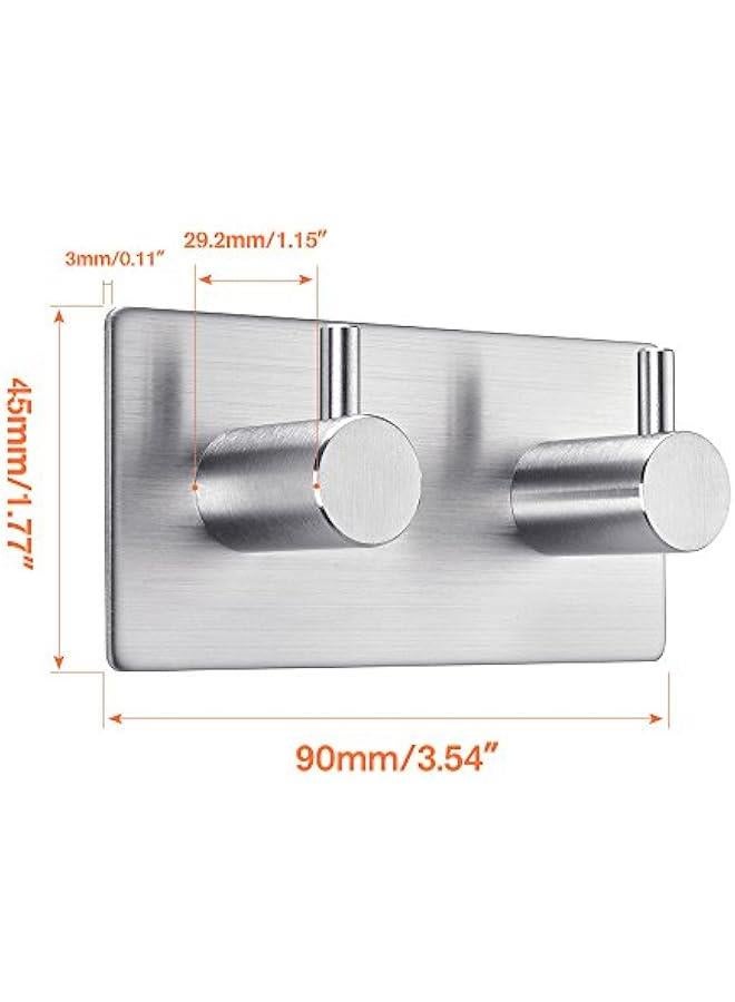 Adhesive Hooks Stainless Steel 2-Hook Heavy Duty Wall Hooks Bath Towel Hook Brushed Finish Hooks for Hanging Robes, Umbrellas, Clothes, Bags, Coats, Calendars, Keys  - Image 2