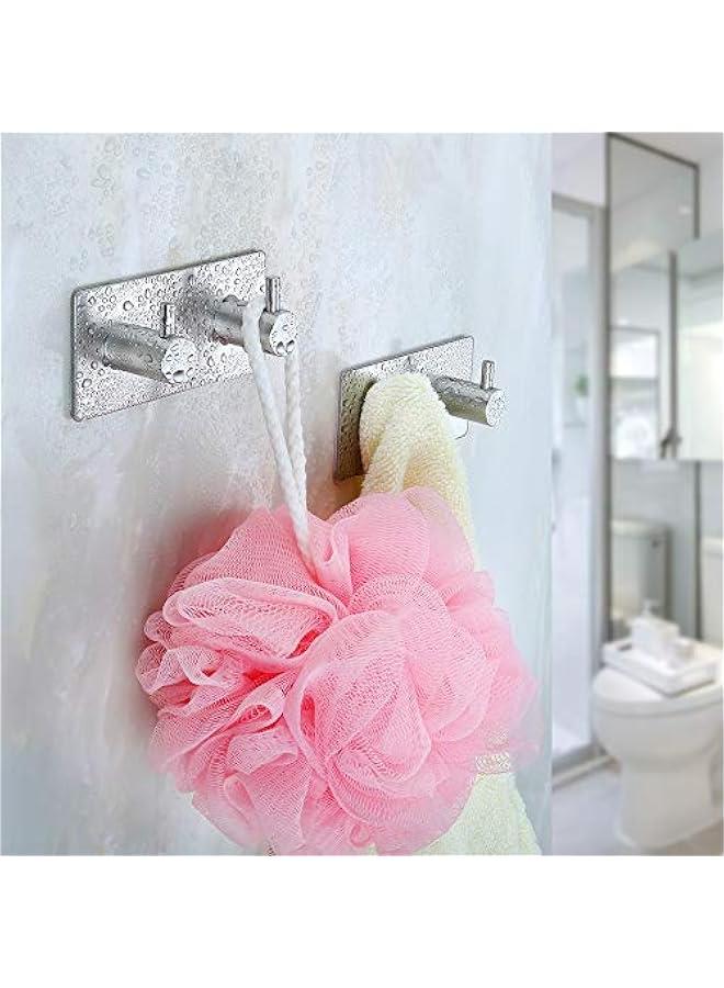 Adhesive Hooks Stainless Steel 2-Hook Heavy Duty Wall Hooks Bath Towel Hook Brushed Finish Hooks for Hanging Robes, Umbrellas, Clothes, Bags, Coats, Calendars, Keys  - Image 3