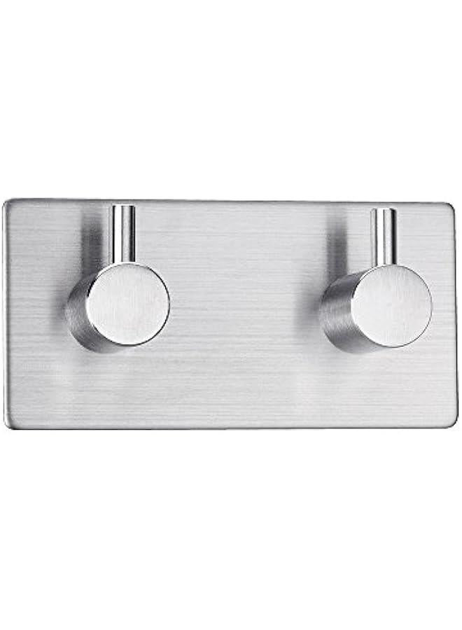 Adhesive Hooks Stainless Steel 2-Hook Heavy Duty Wall Hooks Bath Towel Hook Brushed Finish Hooks for Hanging Robes, Umbrellas, Clothes, Bags, Coats, Calendars, Keys  - Image 4