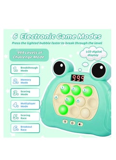 OUYoo OUYoo  Fast Push Game Pop Fidget Toys for Kids, Fast Push Bubble Game, Handheld Puzzle Game with LED Screen, Perfect Party Gifts for 3-12 Year Old Girls Boys (Green)  - Image 2