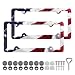 LIN KANG American Flag License Plate Frame Holder 2 Pack Patriotic Universal Aluminum Matte Stripe US Flag Gloss Car Plate Frame Covers Accessory with 4 Holes and Screws Fasteners Caps - Image 2