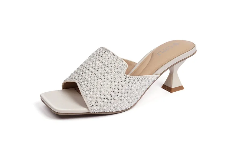 Cuple Crystal Embellished Open-Toe Mule Heel