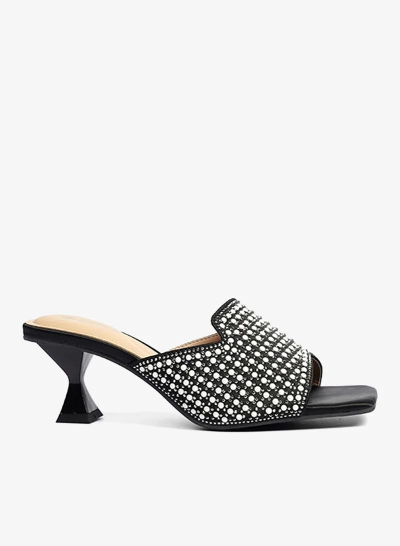 Cuple Crystal Embellished Open-Toe Mule Heel