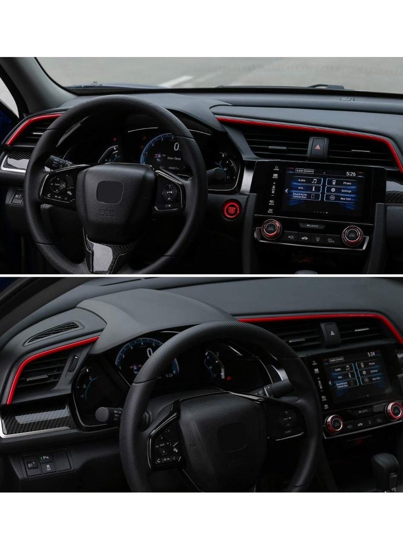 KASTWAVE 10th Gen Civic 2pcs Center Consoles Stickers Air Vent Trims Dash Board Panel Strips Decals for Honda Sedan Hatchback Coupe 2021 2020 2019 2018 2017 2016 Red - Image 4