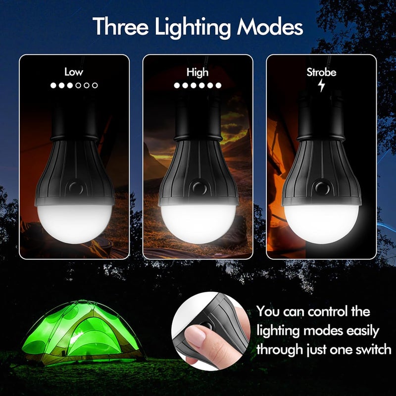 FLY2SKY Tent Lamp Portable LED Tent Lights 5 Packs Hook Hurricane Emergency Lights LED Camping Light Bulb Camping Tent Lantern Bulb Camping Equipment for Camping Hiking Backpacking Fishing Outage - Image 3