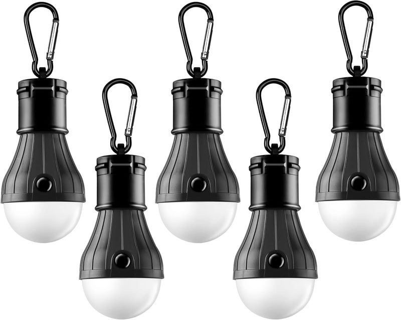 FLY2SKY Tent Lamp Portable LED Tent Lights 5 Packs Hook Hurricane Emergency Lights LED Camping Light Bulb Camping Tent Lantern Bulb Camping Equipment for Camping Hiking Backpacking Fishing Outage - Image 1