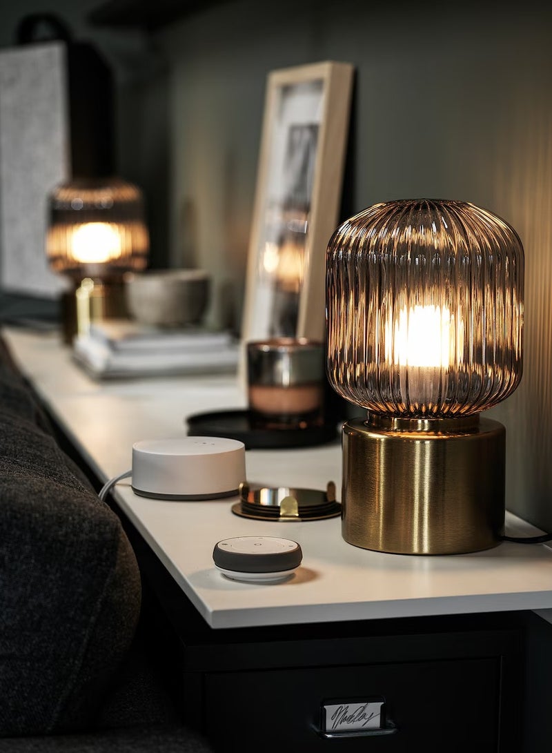 Table lamp, brass/grey clear - Image 1