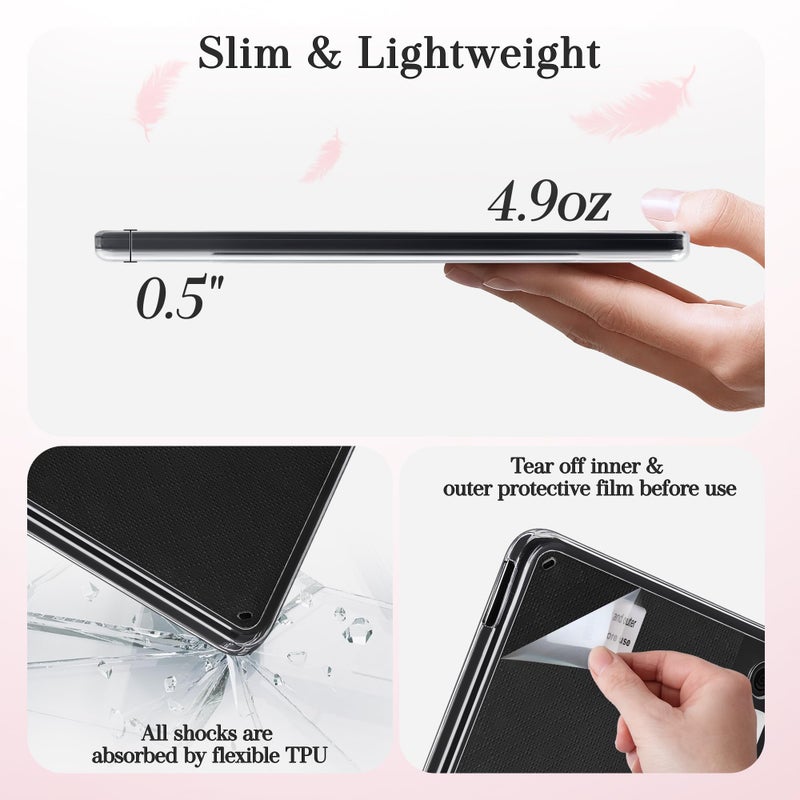 Vane Oak Magnetic Detachable Case for 7" Kobo Libra Colour (2024) / Kobo Libra 2 (2021), Slim PU Leather Case and Ultra Clear TPU Back Cover with Auto Wake/Sleep, Pink Bow Tie - Image 5