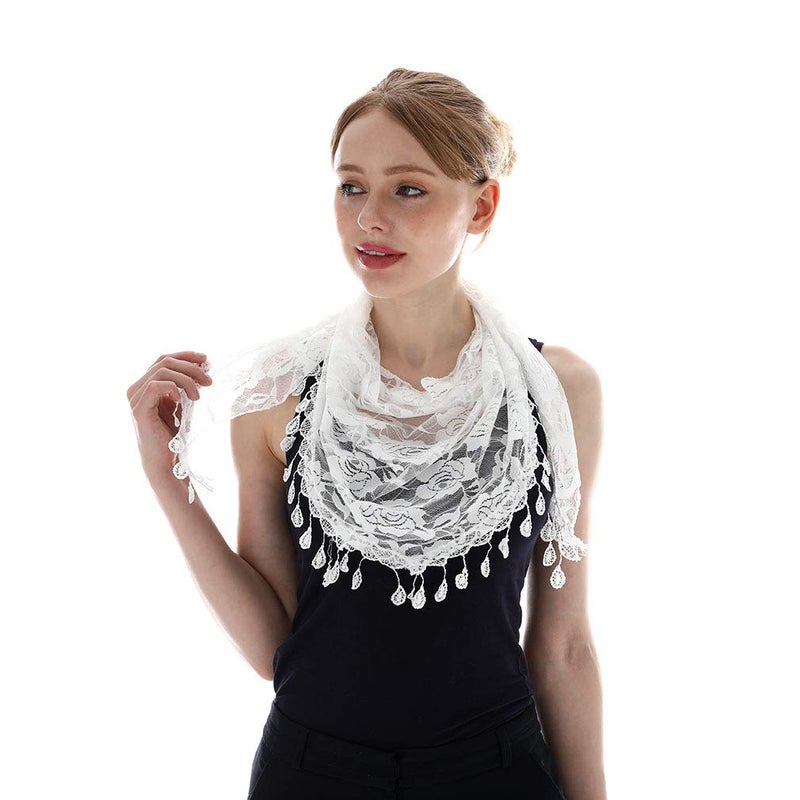 LMVERNA Mass Veil Catholic Church Mantilla Chapel Lace Shawl or Scarf Latin Mass Head Cover with a Handy Storage Pouch (White) - Image 5