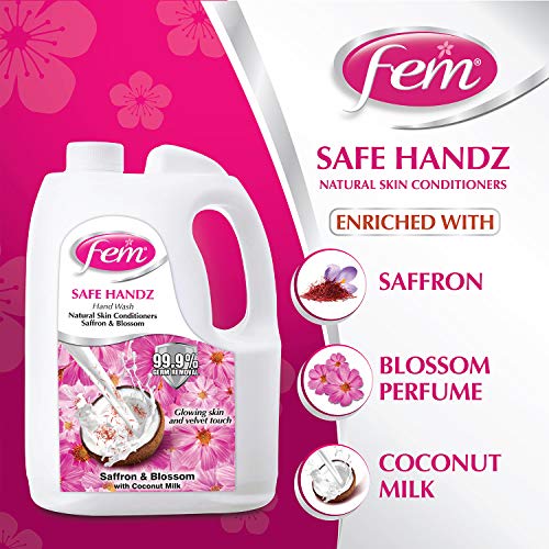 Fem Safe Handz Hand Wash - Enriched with the Goodness of Saffron & Blossom with Coconut Milk - 5 L - Image 2