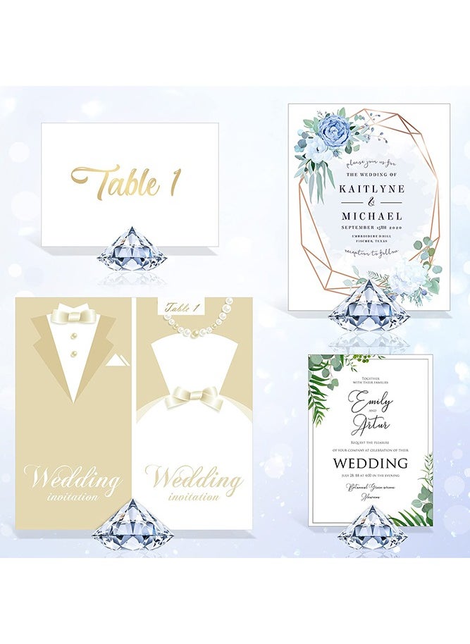NIIMBOT 24 Pack Diamond Place Card Holders Stands, Acrylic Crystal Table Card Stands for Wedding, Party Decoration, Baby Shower, Table Decorations (Clear)  - Image 3